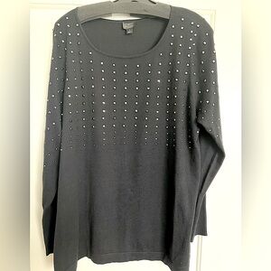 Plus size 1X Worthington Woman Black Embellished sweater